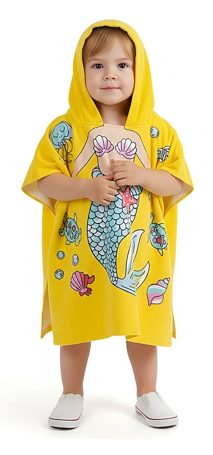 Mermaid Print Baby Bath Towel with Hood