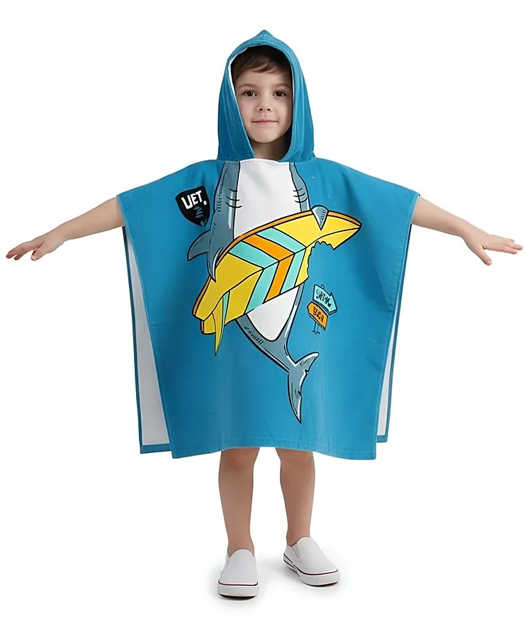 Shark Print Baby Bath Towel with Hood